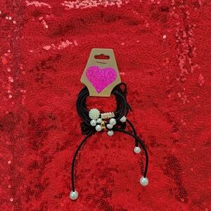 Black Faux Pearl Hair Ties